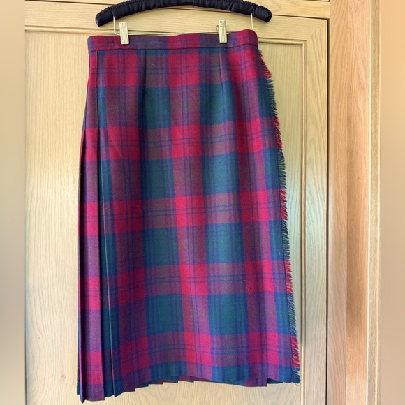 Vintage Moffat Woollens Made in Scotland Wrap Tartan Plaid Wool Skirt / 16 - Picture 1 of 14